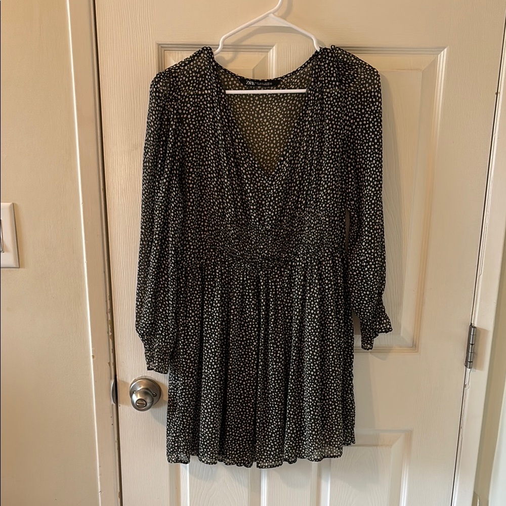Zara Dark Green Dress with White Dots